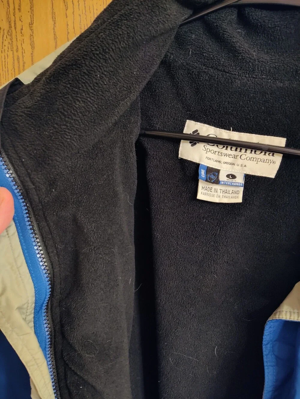Columbia Men's Blue Raincoat with Black & Cream Accents